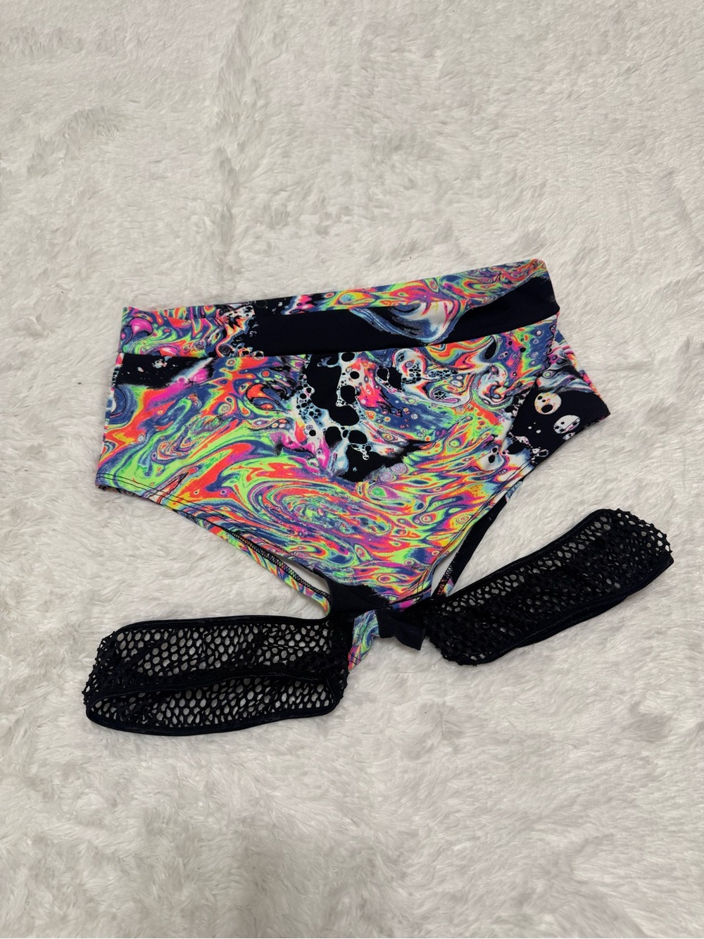 New L neon shorts bottoms rave festival trippy hippie cosmic high waist bikini